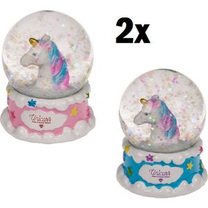 Glitterbal Unicorn - 2 stuks - Schutbol - Glitterbol - Sneeuwbol - Sneeuwbollen - Eenhoorn - Glitter Globe