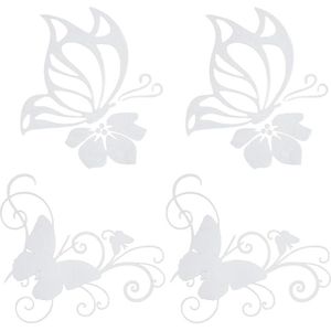 Waterdichte stijlvolle autosticker PET - Vrouwen Autostickers - Witte vlinder hibiscus bloemen - Reflecterend - Voor auto, vrachtwagen, SUV - Buitenbumper, wandraam .