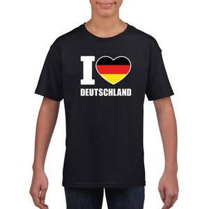 Zwart I love Deutschland supporter shirt kinderen - Duitsland shirt jongens en meisjes 158/164