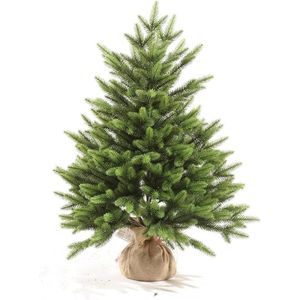 Kunstkerstboom, 85 cm, onyx, klassiek groen, 139 takken, 100% PE-punten, inclusief standaard zaklinnen