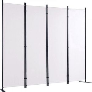 Scheidingswand - 4 panelen - Kamerscherm - Paravan - Wit - Opvouwbaar - 224x171cm