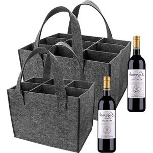 2 stuks herenhandtassen, vilten tas, bierdragers, wasbaar, herbruikbaar, met afneembare scheidingswanden voor reizen, feest en picknick (2 specificaties), grijs, herenhandtas