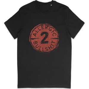 T Shirt Dames Heren - Grappige Grunge Print Opdruk Allergic 2 Bullshit - Zwart / Rood - M