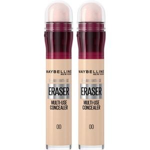 Maybelline New York - Instant Anti Age Eraser 00 Ivory - concealers die zichtbaar wallen wegwerken - 2x 6,8 ml