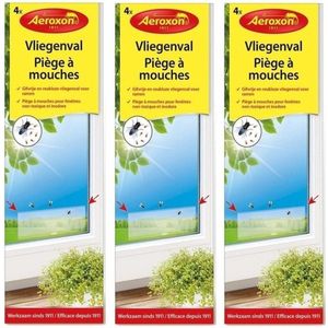 12x Aeroxon vliegenvanger raam plakstrips 21 cm - Vliegenstrips milieuvriendelijk- Anti-insect - Insectenbestrijding