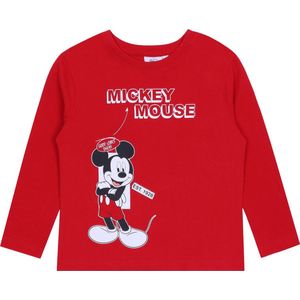 Rood shirt met een Mickey Mouse-print, lange mouwen en een ronde halslijn - DISNEY / 104