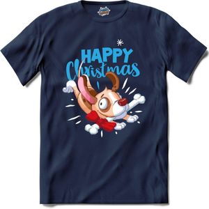 Happy christmas - T-Shirt - Heren - Navy Blue - Maat 3XL