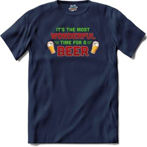 It's the most wonderful time for a beer - foute bier kersttrui - T-Shirt - Heren - Navy Blue - Maat XL