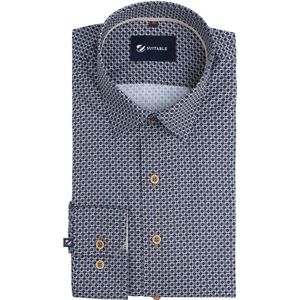 Suitable - Overhemd Print Donkerblauw - Heren - Maat 41 - Slim-fit