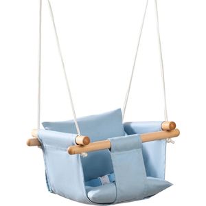 Babyschommel, kinderschommel voor binnen, houten schommel voor kinderen, schommel voor deurkozijn, schommel, peuterschommel vanaf 1 jaar voor kinderkamer (blauw)