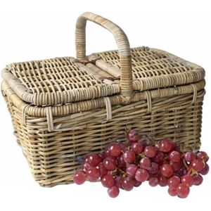 Van der Leeden Mand met hengsel - bruin - 50 x 35 x 25 cm - rotan - gevlochten riet - opbergmand - bloempot/plantenpot