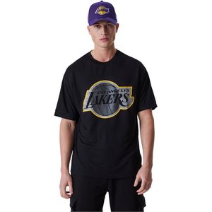 New Era Nba Os Outline Mesh Los Angeles Lakers T-shirt Met Korte Mouwen Zwart L Man