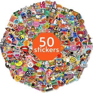 Mix van 50 coole stickers voor laptop, telefoon, skateboard, koelkast, koffer, douche etc. Hoge kwaliteit PVC Stickers, watervast en UV bestendig