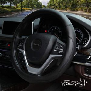 Autostuurhoes - microvezel leder - universeel - 38 cm - zwart - hoogwaardige kwaliteit Stuurhoes auto