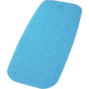 Badmat van natuurlijk rubber - blauw - 37 x 90 cm - machinewasbaar - zuignappen - badkamer accessoire