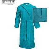 The One Towelling Badjas - Zachte kamerjas met capuchon - Vocht absorberend - 100% Gekamd badstofkatoen - S/M - Turquoise