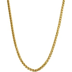 Plux Fashion Woven Ketting - Goud- 4mm/60cm - Sieraden - Gouden Ketting - Woven Chain - Stainless Steel - Ketting - HipHop ketting - Schakel Ketting - Sieraden Cadeau - Luxe Style - Duurzame Kwaliteit - Moederdag Cadeau - Vaderdag Cadeau