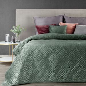 Oneiro’s luxe ARIEL Type 3 Beddensprei groen - 170x210 cm – bedsprei 2 persoons - beige – beddengoed – slaapkamer – spreien – dekens – wonen – slapen