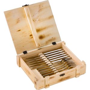 Steakbestekset voor 6 Personen - Steakmessen en Vorken - 12-delig - Roestvrij Staal/Hout