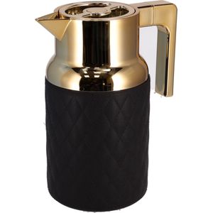 Soroh® - Thermoskan - Theepot - koffiepot - isoleerkan - Waterfles - Thermos - Airpot - Cadeau - 1 liter - Zwart en Goud