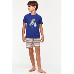 Woody pyjama jongens - blauw - schildpad - 231-1-PSS-S/856 - maat 92