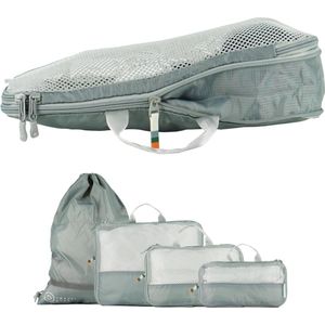 Packing Cube Set met compressie gemaakt van gerecyclede plastic flessen, lichtgewicht Packing Cubes, Packing Bags Set voor rugzak en koffer (staalblauw, 4-delige set)