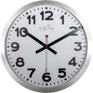 NeXtime NE-3999ARRC Wandklok Dia. 35 Cm, Aluminium, Wit, 'Station' Radio Controlled (DCF)