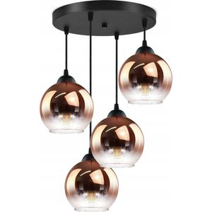 Hanglamp Industrieel voor Woonkamer, Eetkamer -  Koper Glas - 4-lichts - Koper Transparant - 4 bollen