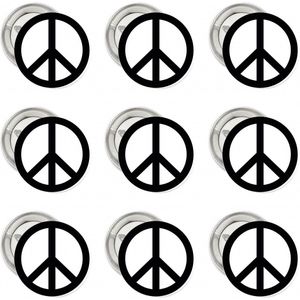 9 Vredes buttons Black and White - peace - teken - sign - badge - corsage - vredesteken
