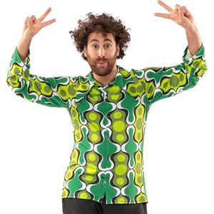 Original Replicas - Hippie Kostuum - Jaren 70 Hippie Soul Disco 60s Ga Voor Groen Shirt Man - Groen - Small - Carnavalskleding - Verkleedkleding