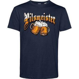 T-shirt Pilsmeister | Carnavalskleding heren dames | Oktoberfest | Foute Party | Navy | maat M