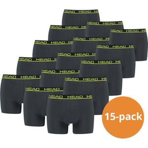 HEAD Boxershorts Basic Phantom / Lime Punch - 15-pack Grijze heren boxershorts - Maat S