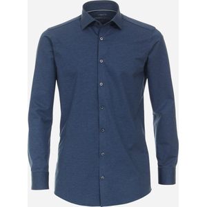 VENTI modern fit overhemd - jersey - blauw - Strijkvriendelijk - Boordmaat: 43