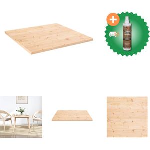 vidaXL Tafelblad vierkant 80x80x2-5 cm massief grenenhout - Tafelonderdeel - Inclusief Houtreiniger en verfrisser