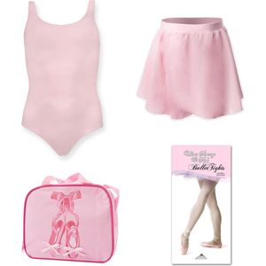 Balletkleding SET | Compleet ballet setje | Balletpakje Rondo | Roze | Balletpakje voor meisje | Balletrokje | Balletpanty | Balletkoffertje | Maat 10 jaar | Maat 128 / 134