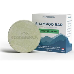 Rossberck Shampoo Bar - Voor Mannen - Eucalyptus + Tea Tree - 100% Vrij van Plastic, Sulfaat & Parfum - Natuurlijk en Vegan - Geschikt voor alle haartypen & gevoelige hoofdhuid - 60gr