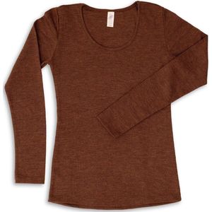 Dames Shirt - Merino Wol - Lange Mouw - Bio - Engel Natur - IVN BEST Gecertificeerd - Bruin 38/40m