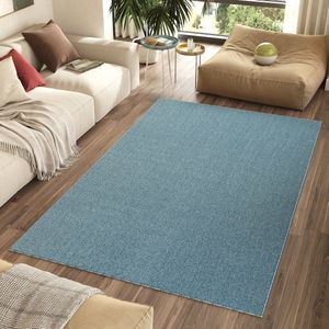 Tapiso Nizza Vloerkleed Blauw Laagpolig Antislip Waasbaar Tapijt Maat- 200x300