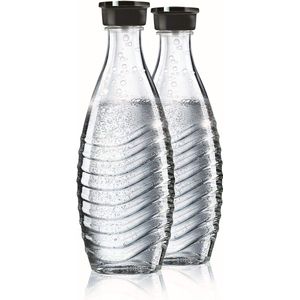 Sodastream 2 glazen karaffen voor kristallen watermachine, transparant, vaatwasmachinebestendig, 2 x 0,6 l (geschikt voor maximale kristal- en Penguin)