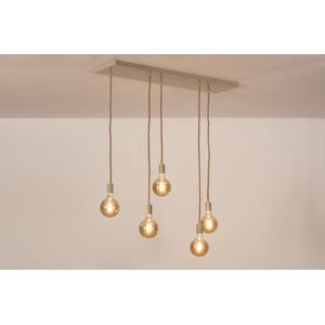 Lumidora Hanglamp 74574 - LINCOLN - 5 Lichts - E27 - Beige - Naturel - Zand - Metaal