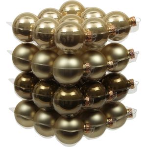 72x stuks kerstversiering kerstballen dusky lime goud/groen tinten van glas - 4 cm - mat/glans - Kerstboomversiering