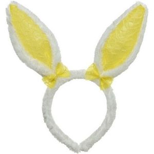 Wit/gele Paashaas oren verkleed diadeem voor kids/volwassenen - Pasen/Paasviering - Verkleedaccessoires - Feestartikelen