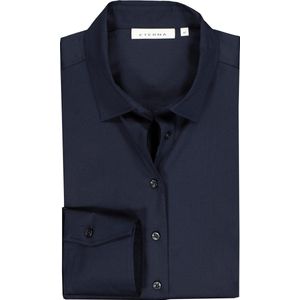ETERNA dames blouse modern classic - stretch satijnbinding - donkerblauw - Maat: 36