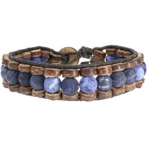 Bela Donaco armband Blue Jeans B8 ‚Äì Mat Sodaliet, kokos en leer