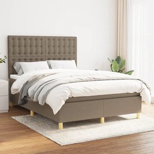 The Living Store Boxspring met matras stof taupe 140x200 cm - Boxspringbed - Boxspring - Slaapkamerinrichting - Tweepersoonsbed - Pocketed Spring Mattress