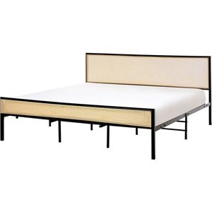 AVANTON - Tweepersoonsbed - Zwart - 180 x 200 cm - PE rotan