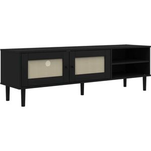 vidaXL-Tv-meubel-SENJA-158x40x49-cm-rattan-look-massief-grenen-zwart