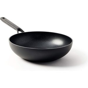 3-laags Duits anti-aanbaklaag 28 cm/36 liter Wok - Geschikt voor inductie en oven - Zwart