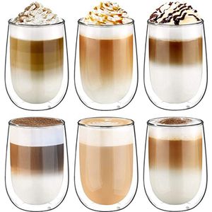 Dubbelwandige latte macchiato-glazen, koffieglas, theeglazen - mokkakopjes , Koffiekopjes , espressokopjes - kopjes - Cappuccino kopjes 6*350ml