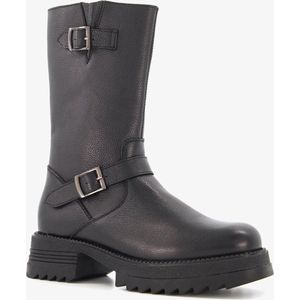 Harper leren dames biker boots halfhoog - Zwart - Maat 39